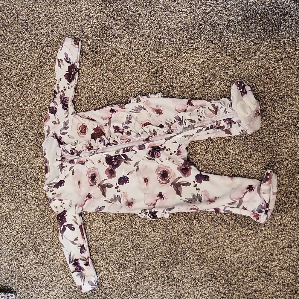 Demi's Dusty purple floral footie by Caden Lane